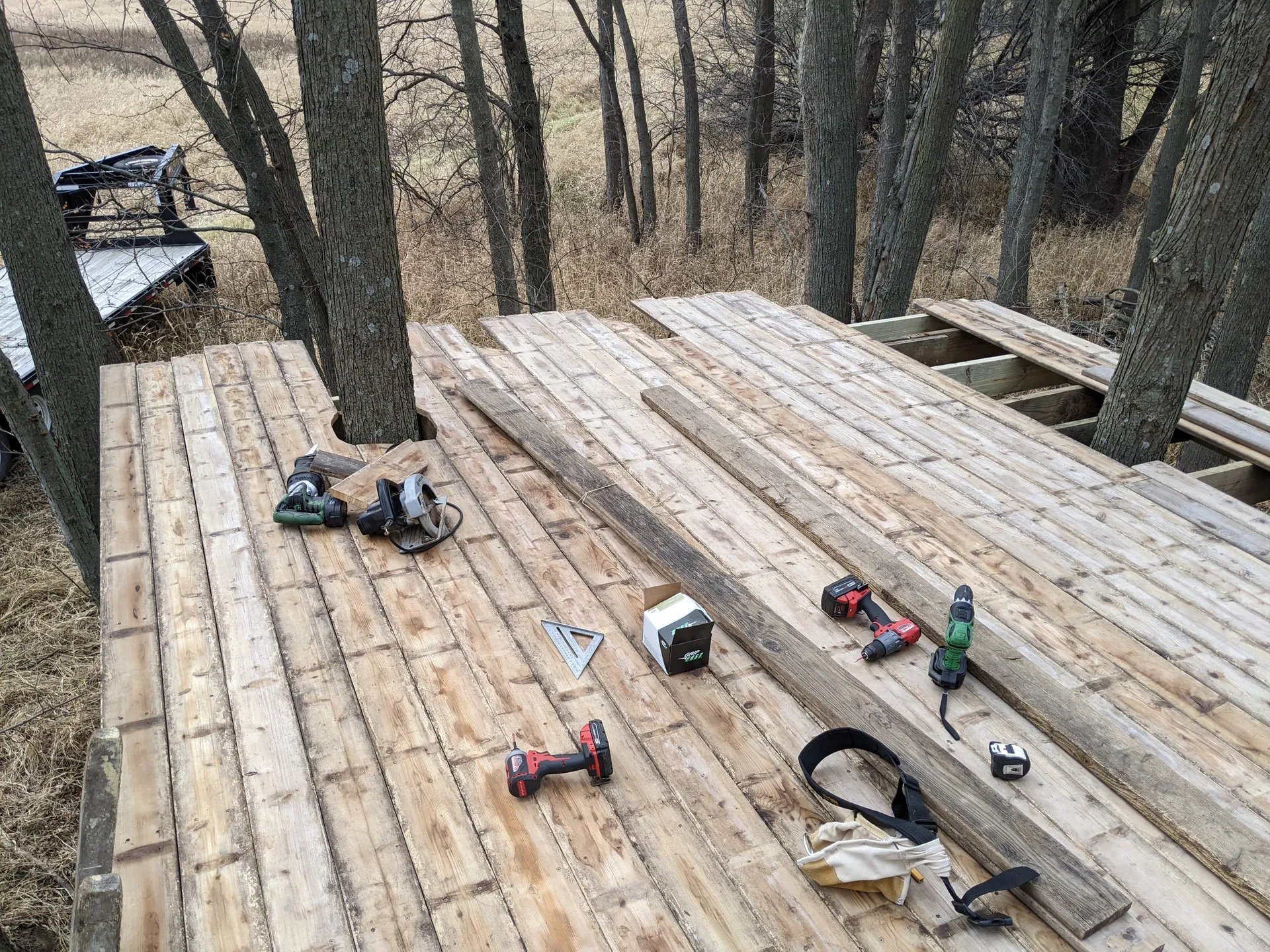 Old cedar decking going on