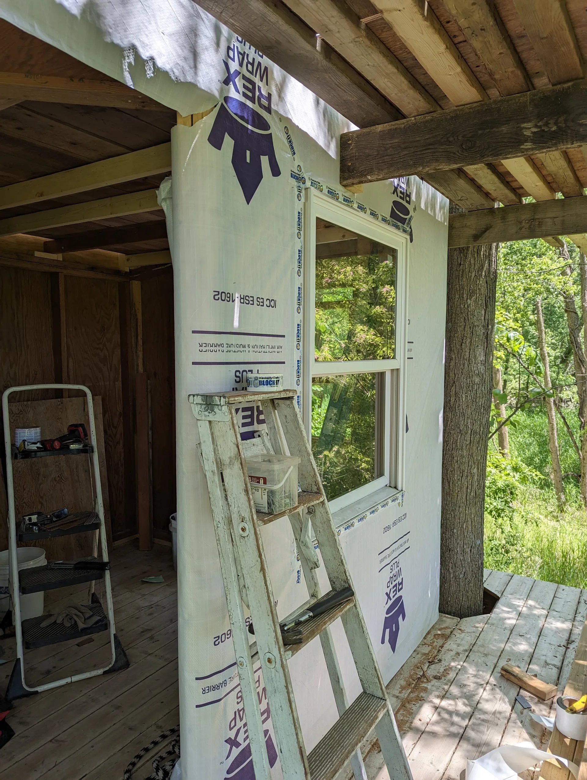 Front window installed, view from outside