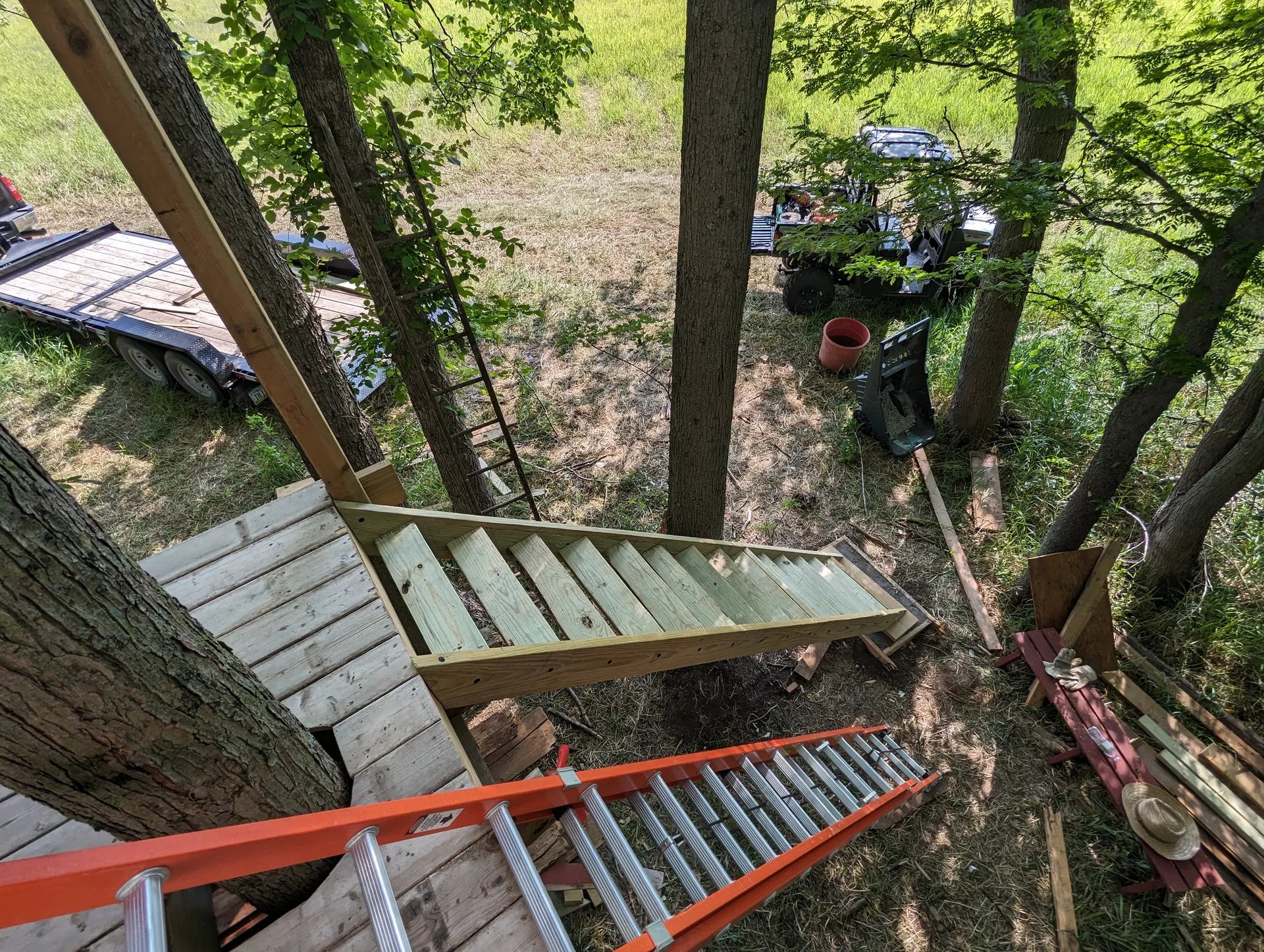 Steps running from the first floor platform to the ground