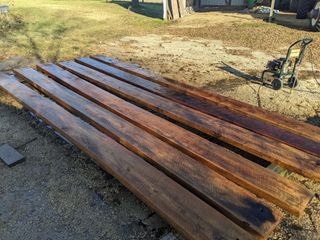 antique barn beams after being power washed and sealed